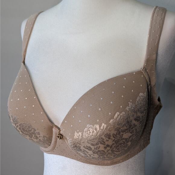 Soma Stunning Support Full Coverage Floral Lace Underwire Taupe Bra Size 32DD - Picture 2 of 9